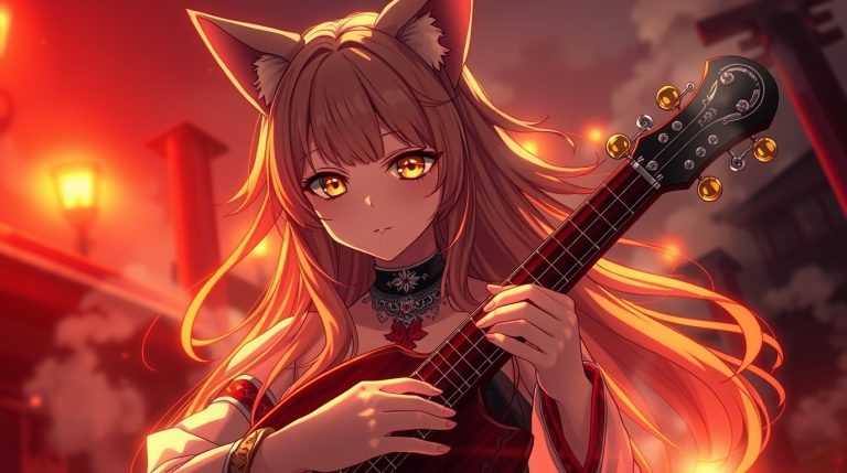 japanese shamisen metal anime girl insturmental