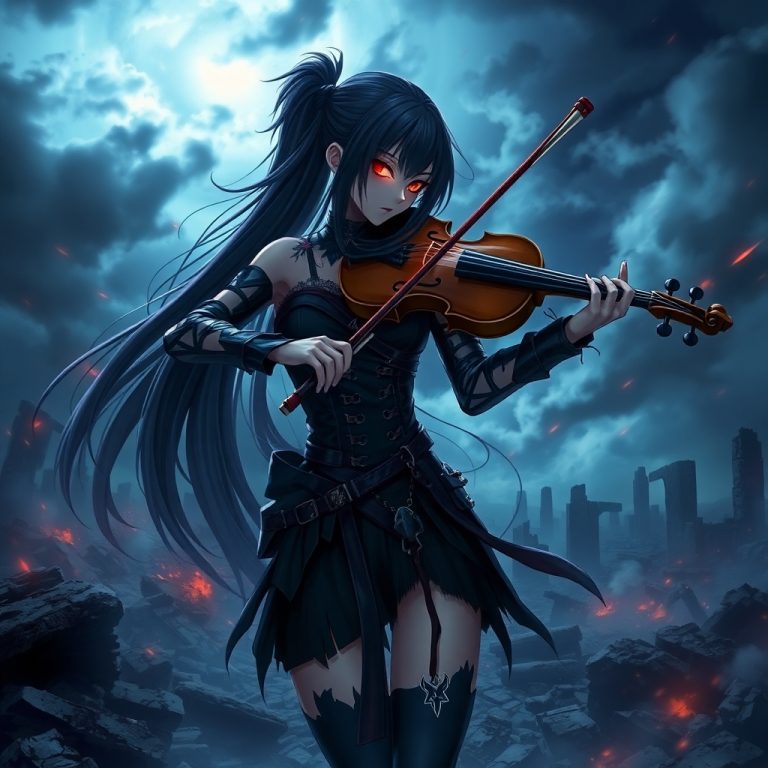 female violin metalcore player